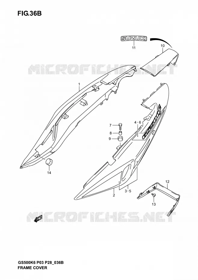 ACHTER KUIP  (GS500FK4) Suzuki MOTO 500 GS-E 2003  GS500 K3 (P03,P28,P33)