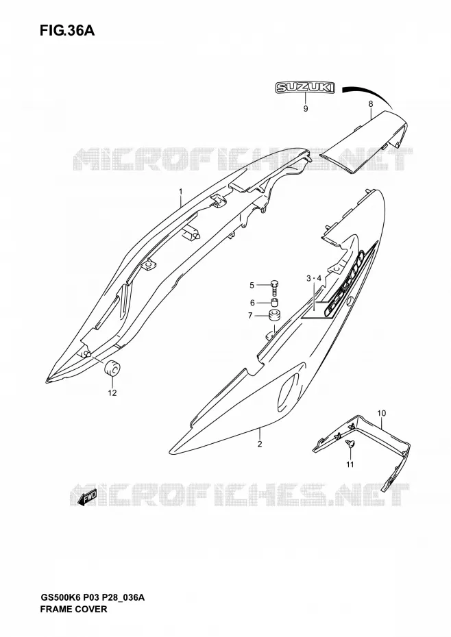 ACHTER KUIP  (GS500K4 P28) Suzuki MOTO 500 GS-E 2003  GS500 K3 (P03,P28,P33)