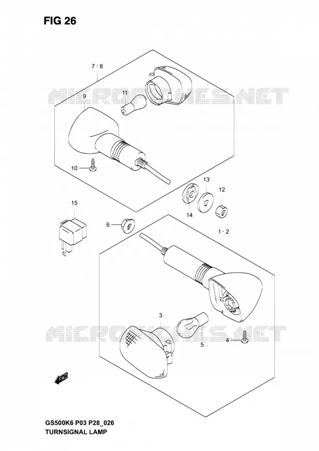 INDICATOREN (MODELE K3) Suzuki MOTO 500 GS-E 2003  GS500 K3 (P03,P28,P33)