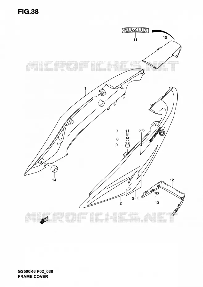 ACHTER KUIP  (MODELE K3) Suzuki MOTO 500 GS-E 2003  GS500 K3 (P19,P24,P54)