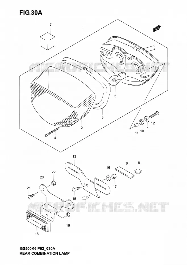 ACHTERLICHT (MODELE K4/K5/K6) Suzuki MOTO 500 GS-E 2004  GS500 K4 (P02,P19,P24,P54)