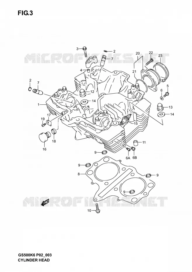 CILINDERKOP Suzuki MOTO 500 GS-E 2004  GS500 K4 (P02,P19,P24,P54)