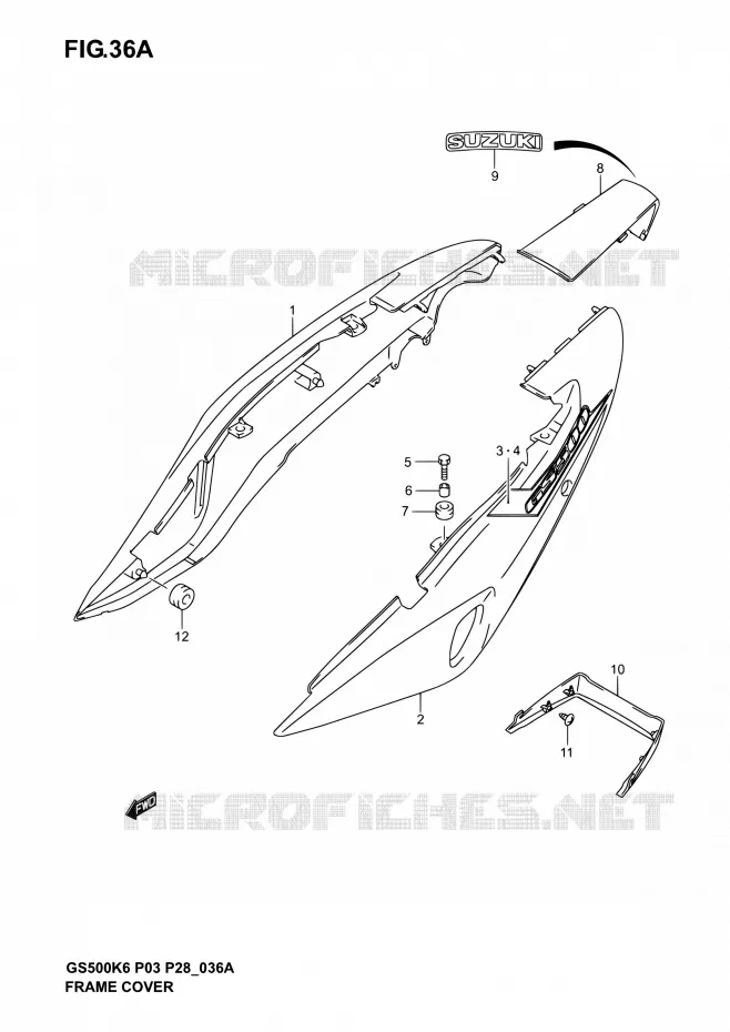 ACHTER KUIP  (GS500K4 P28) Suzuki MOTO 500 GS-E 2004  GS500 K4/GS500F K4 (P03,P28,P33)