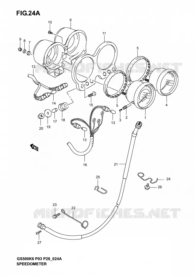 SNELHEIDSMETER (GS500K4/K5/K6 P28) Suzuki MOTO 500 GS-E 2004  GS500 K4/GS500F K4 (P03,P28,P33)