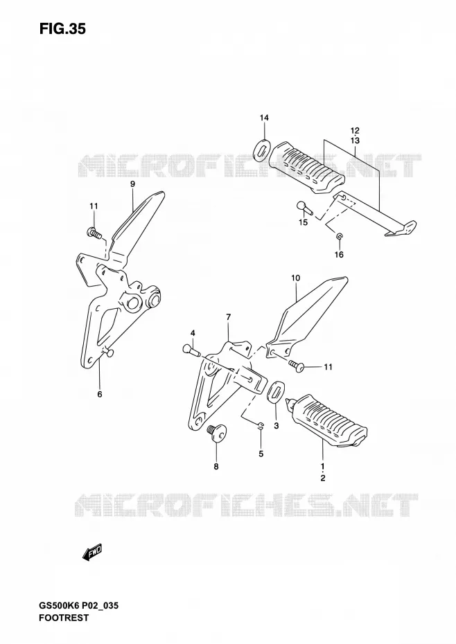 FOOTREST Suzuki MOTO 500 GS-E 2005  GS500 K5 (P02,P19,P24,P54)