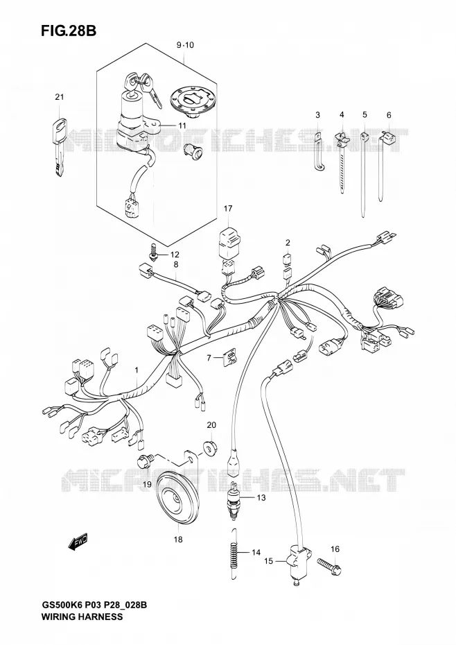BEDRADING (GS500FK4/K5/K6) Suzuki MOTO 500 GS-E 2005  GS500 K5/GS500F K5 (P03,P28,P33)