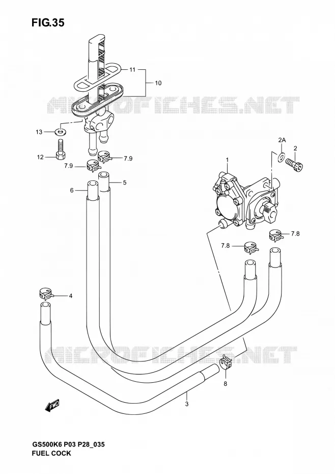 FUEL COCK Suzuki MOTO 500 GS-E 2005  GS500 K5/GS500F K5 (P03,P28,P33)