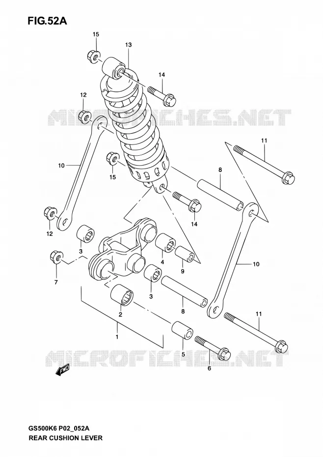 SCHOKBREKER AANEENSCHAKELING (MODELE K4/K5/K6) Suzuki MOTO 500 GS-E 2006  GS500 K6 (P02,P19,P24,P54)