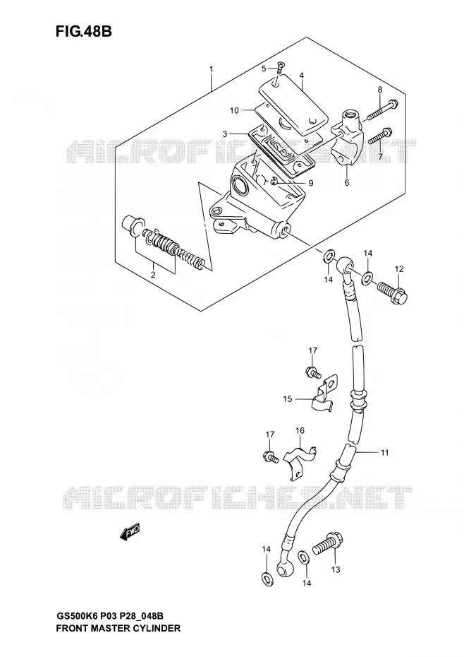 FRONT HOOFDREMCILINDER (GS500FK4/K5/K6) Suzuki MOTO 500 GS-E 2006  GS500 K6/GS500F K6 (P03,P28,P33)