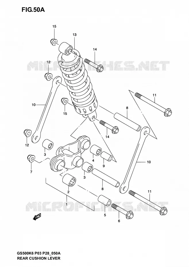 SCHOKBREKER AANEENSCHAKELING (MODELE K4/K5/K6) Suzuki MOTO 500 GS-E 2006  GS500 K6/GS500F K6 (P03,P28,P33)