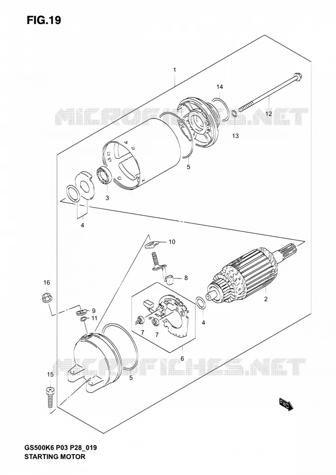 STARTMOTOR Suzuki MOTO 500 GS-E 2006  GS500 K6/GS500F K6 (P03,P28,P33)