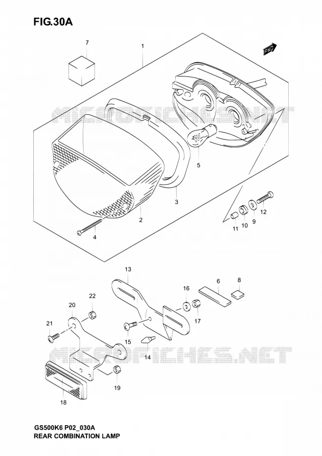 ACHTERLICHT (MODELE K4/K5/K6) Suzuki MOTO 500 GS-F 2004  GS500F K4 (P02,P19,P24,P54)