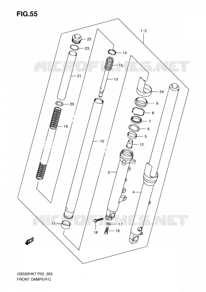 FRONT SCHOKDEMPER Suzuki MOTO 500 GS-F 2007  GS500FH K7 (P02,P19,P54)