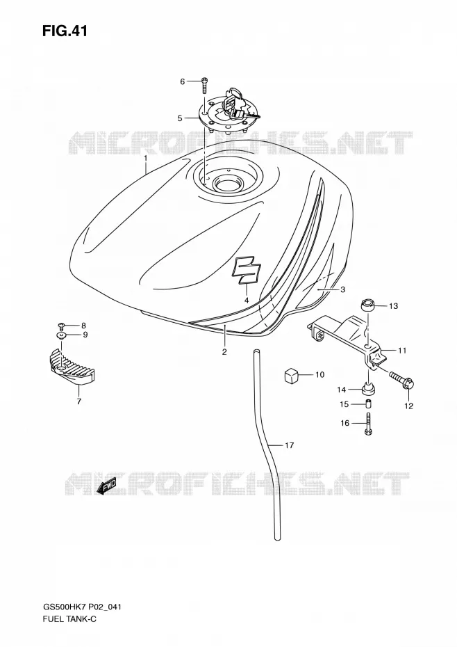 BENZINETANK (MODEL K7) Suzuki MOTO 500 GS-E 2007  GS500H K7 (P02,P19,P54)