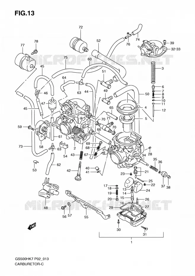 CARBURATOR Suzuki MOTO 500 GS-E 2007  GS500H K7 (P02,P19,P54)
