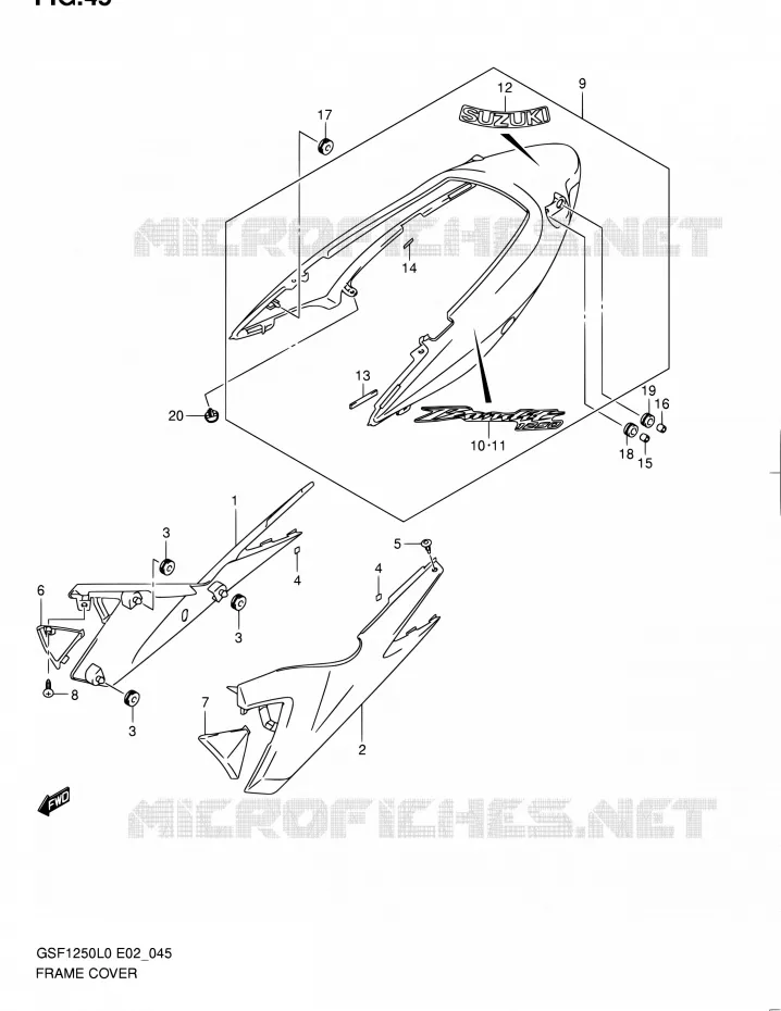 ACHTER KUIP Suzuki MOTO 1250 BANDIT 2012  GSF1250 L0 (E02,E19,E24)