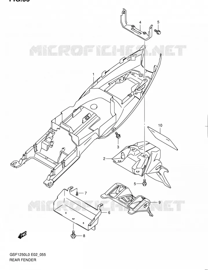 ACHTERSPATBORD (GSF1250AL0) Suzuki MOTO 1250 BANDIT 2012  GSF1250 L0 (E02,E19,E24)