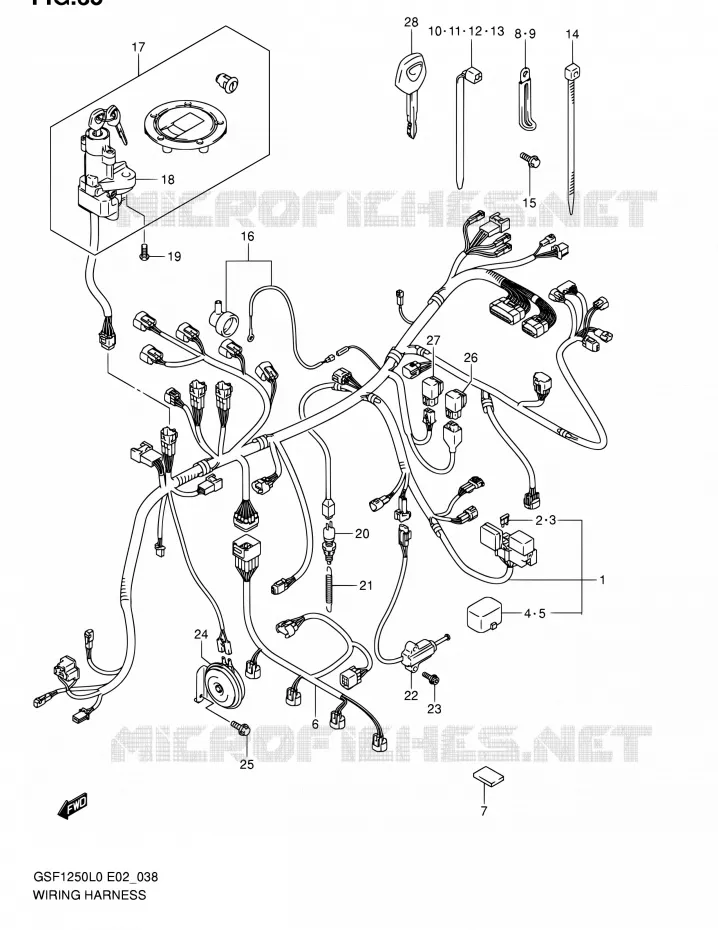 BEDRADING (GSF1250L0) Suzuki MOTO 1250 BANDIT 2011  GSF1250 L0 (E02,E19,E24)