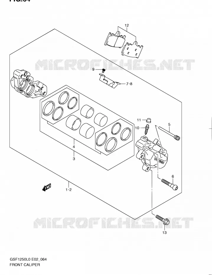 FRONT CALIPER (GSF1250AL0) Suzuki MOTO 1250 BANDIT 2010  GSF1250 L0 (E02,E19,E24)