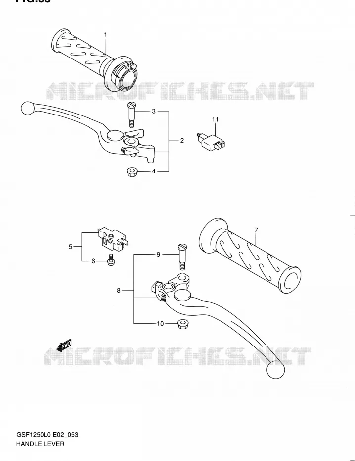 HANDGRIPS - LEVERS (GSF1250AL0) Suzuki MOTO 1250 BANDIT 2010  GSF1250 L0 (E02,E19,E24)