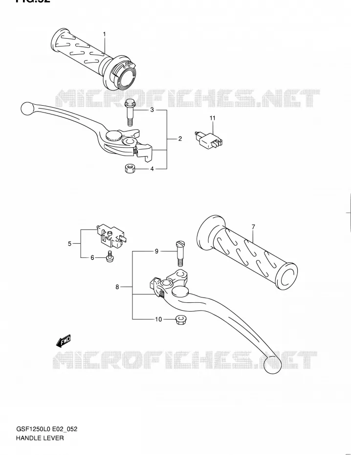 HANDGRIPS - LEVERS (GSF1250L0) Suzuki MOTO 1250 BANDIT 2011  GSF1250 L0 (E02,E19,E24)