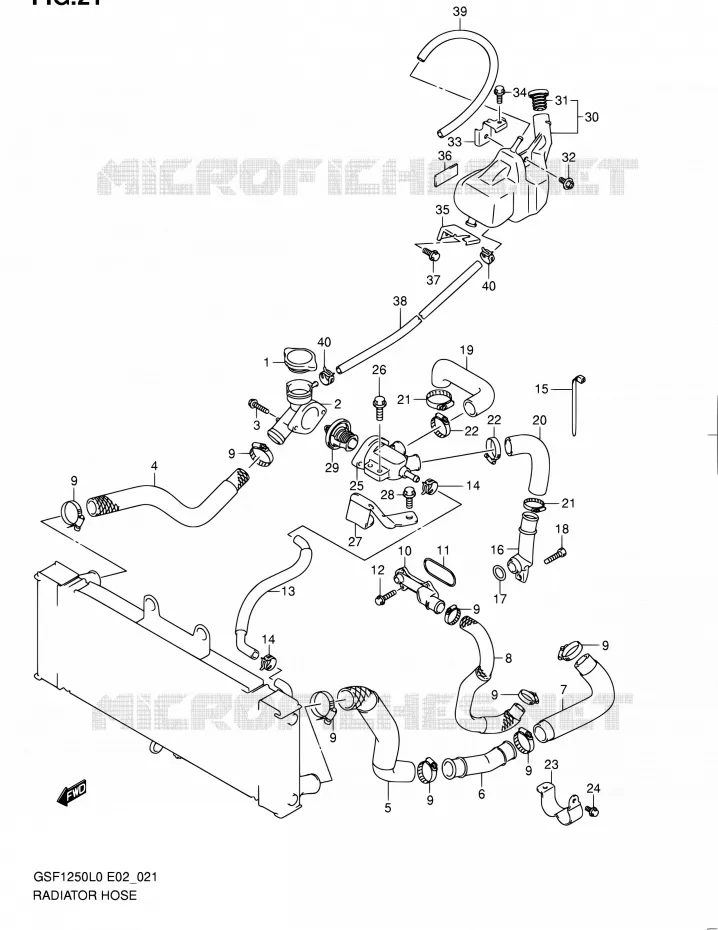 RADIATOR SLANG Suzuki MOTO 1250 BANDIT 2010  GSF1250 L0 (E02,E19,E24)