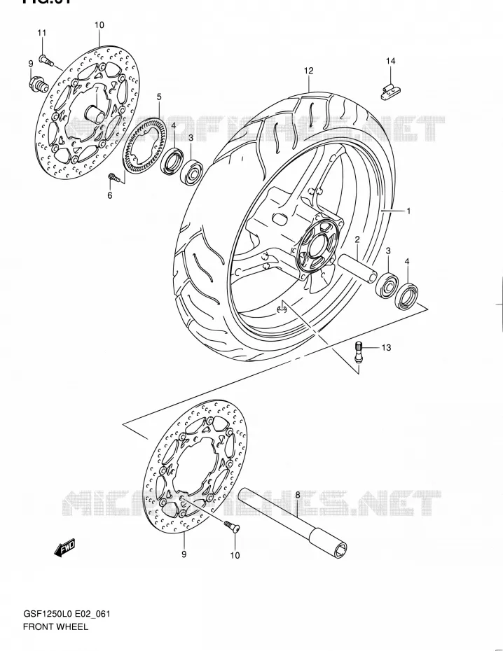 VOORWIEL (GSF1250AL0) Suzuki MOTO 1250 BANDIT 2012  GSF1250 L0 (E02,E19,E24)
