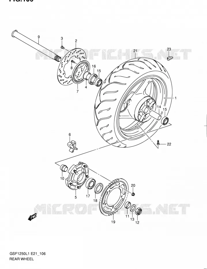 ACHTERWIEL (GSF1250AL1 E24) Suzuki MOTO 1250 BANDIT 2011  GSF1250L1
