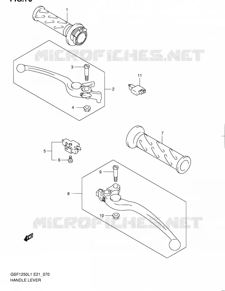 HANDGRIPS - LEVERS (GSF1250AL1 E24) Suzuki MOTO 1250 BANDIT 2011  GSF1250L1