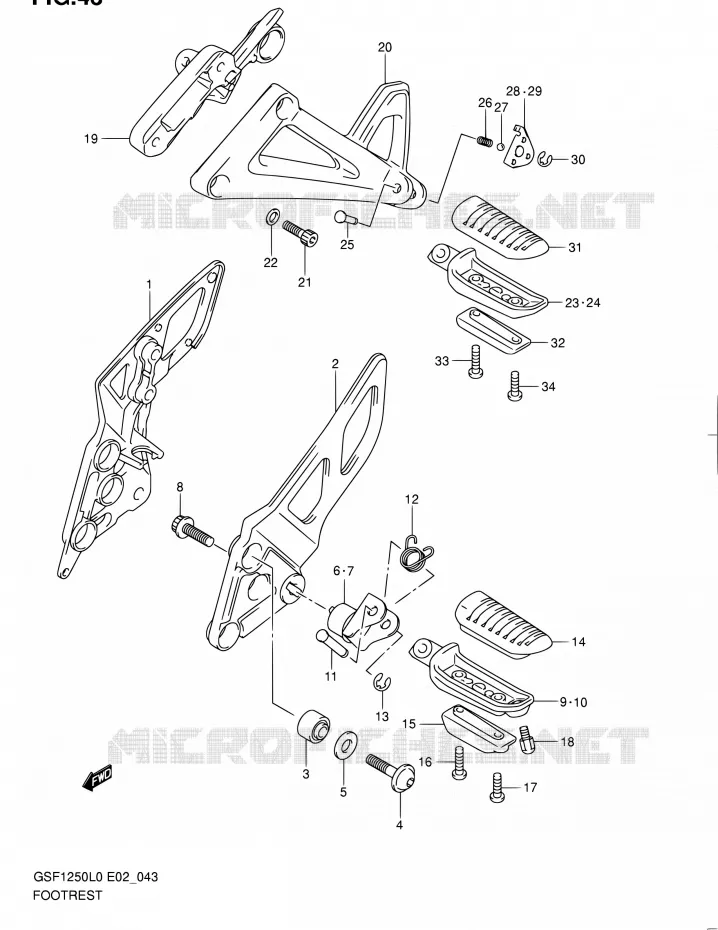 FOOTREST Suzuki MOTO 1250 BANDIT 2010  GSF1250AL0(E19,E24)