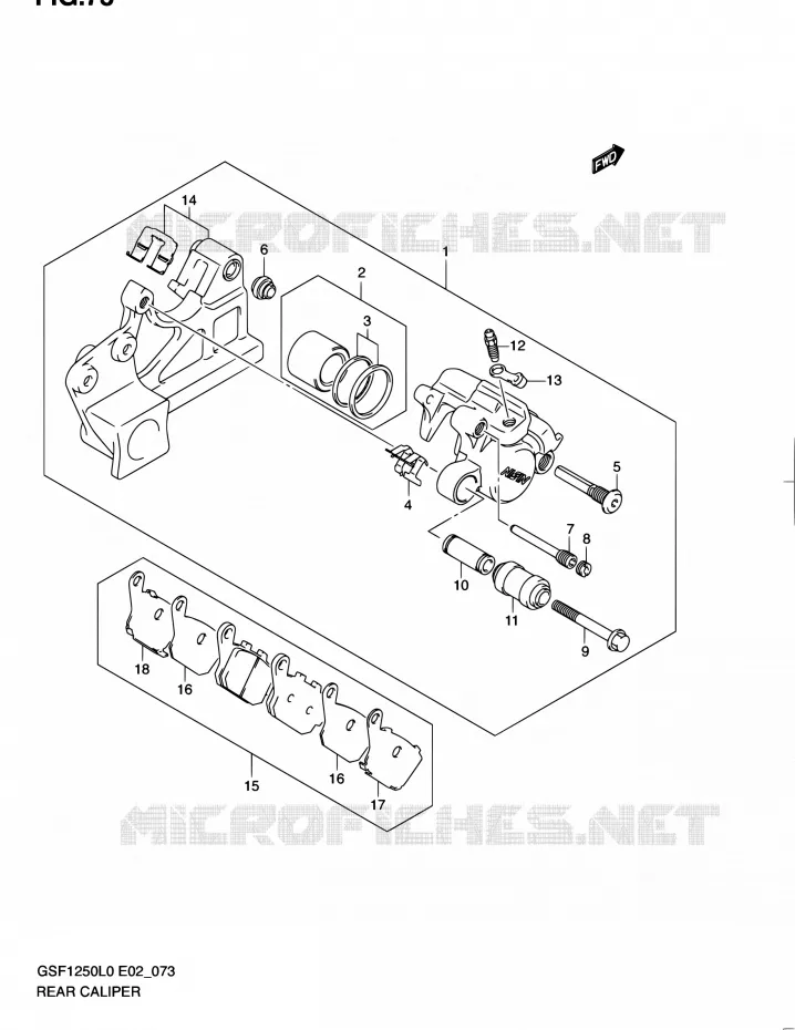 REAR CALIPER (GSF1250L0) Suzuki MOTO 1250 BANDIT 2010  GSF1250AL0(E19,E24)