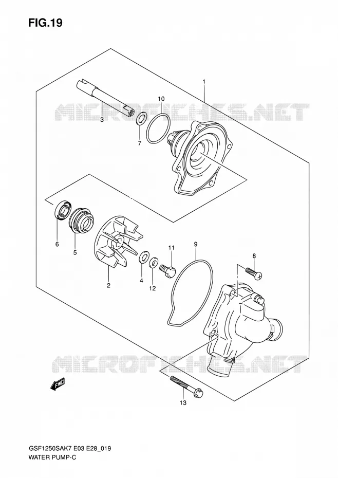 WATERPOMP Suzuki MOTO 1250 BANDIT 2007  GSF1250S K7 (E03,E28,E33)