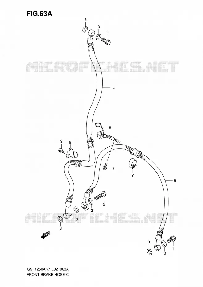 FRONT REMSLANG (GSF1250K7/SK7/K8/SK8/K9/SK9/SL0) Suzuki MOTO 1250 BANDIT 2009  GSF1250S K9 (E02,E19,E24,E37)