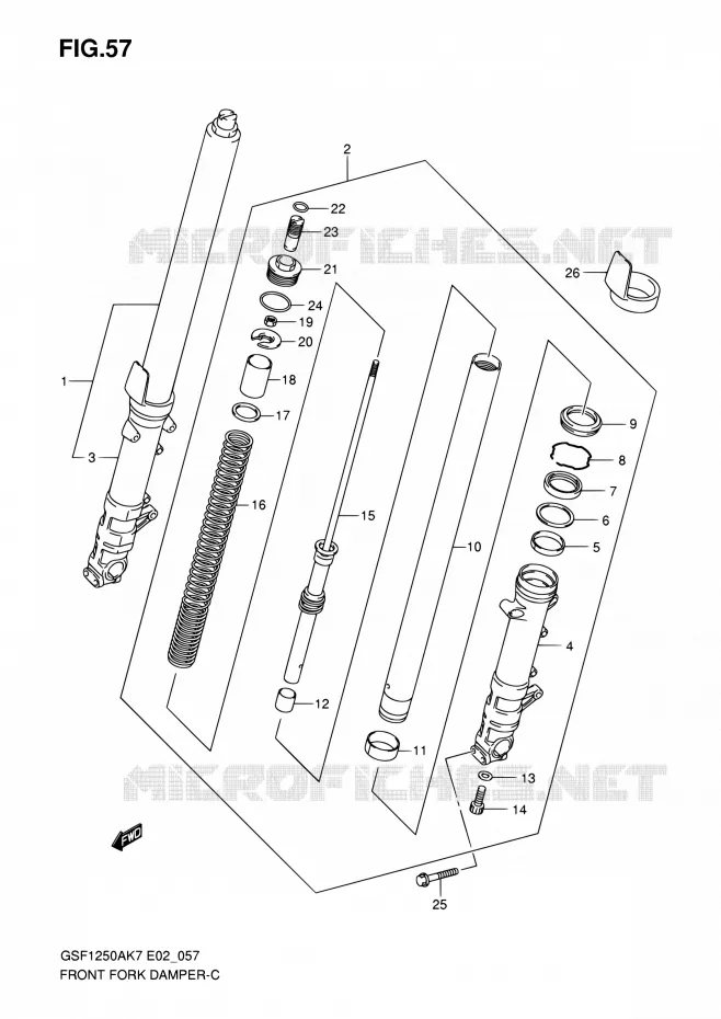 FRONT SCHOKDEMPER Suzuki MOTO 1250 BANDIT 2009  GSF1250S K9 (E02,E19,E24,E37)