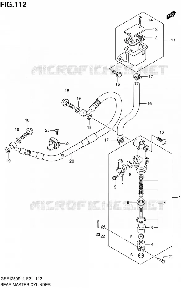 ACHTER HOOFDREMCILINDER (GSF1250SL1 E21) Suzuki MOTO 1250 BANDIT 2011  GSF1250SL1(E24)