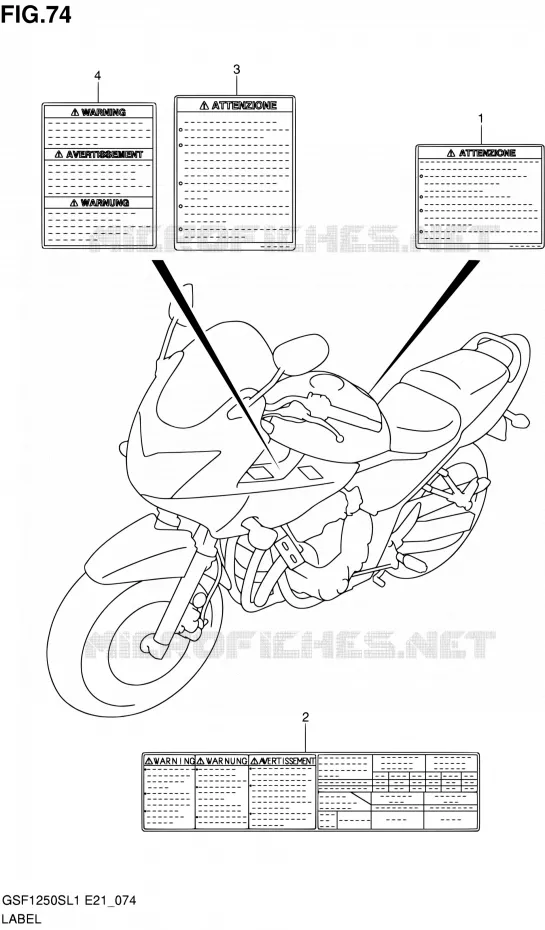 ETIKET (GSF1250SAL1 E21) Suzuki MOTO 1250 BANDIT 2011  GSF1250SL1(E24)