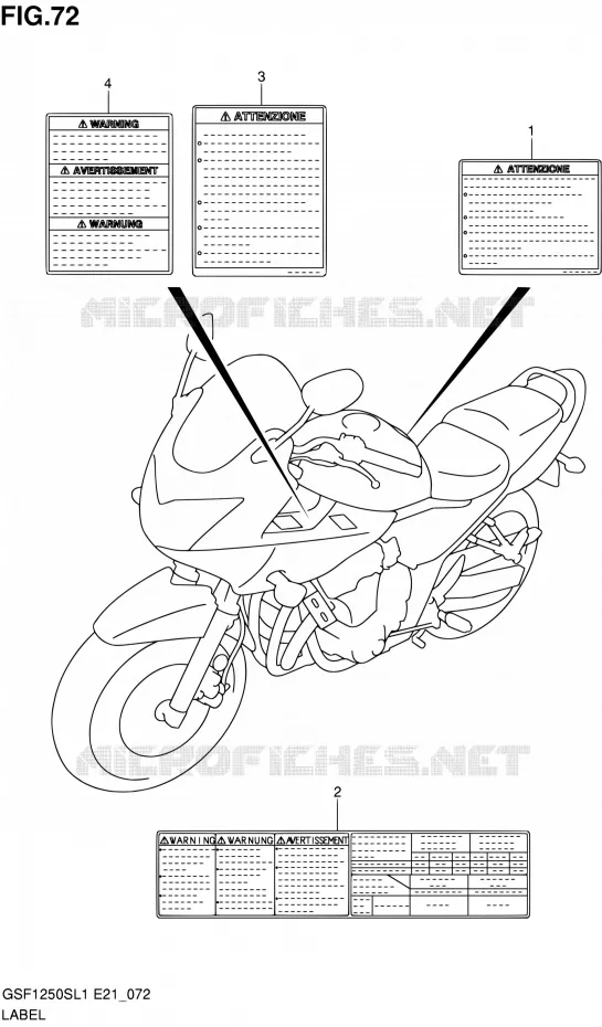ETIKET (GSF1250SL1 E21) Suzuki MOTO 1250 BANDIT 2011  GSF1250SL1(E24)