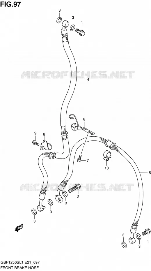 FRONT REMSLANG (GSF1250SL1 E24) Suzuki MOTO 1250 BANDIT 2011  GSF1250SL1(E24)