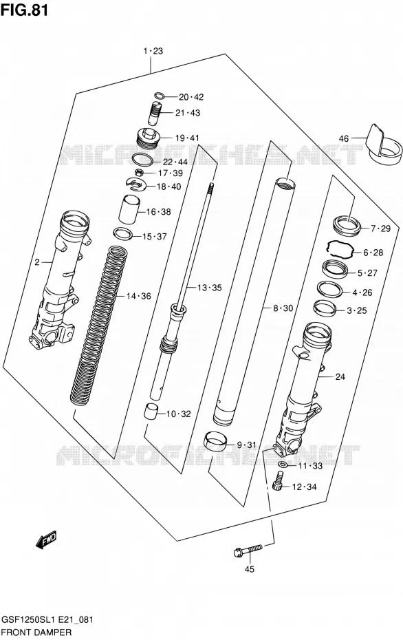 FRONT SCHOKDEMPER (GSF1250SAL1 E24) Suzuki MOTO 1250 BANDIT 2011  GSF1250SL1(E24)