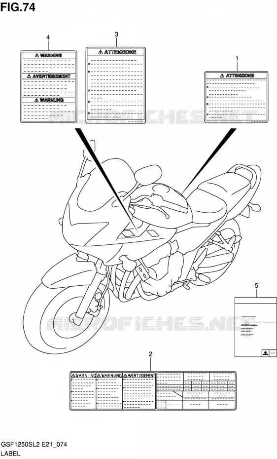 ETIKET (GSF1250SAL2 E21) Suzuki MOTO 1250 BANDIT 2012  GSF1250SL2(E24)