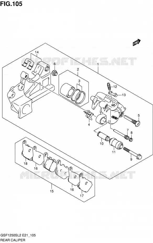 REAR CALIPER (GSF1250SL2 E24) Suzuki MOTO 1250 BANDIT 2012  GSF1250SL2(E24)