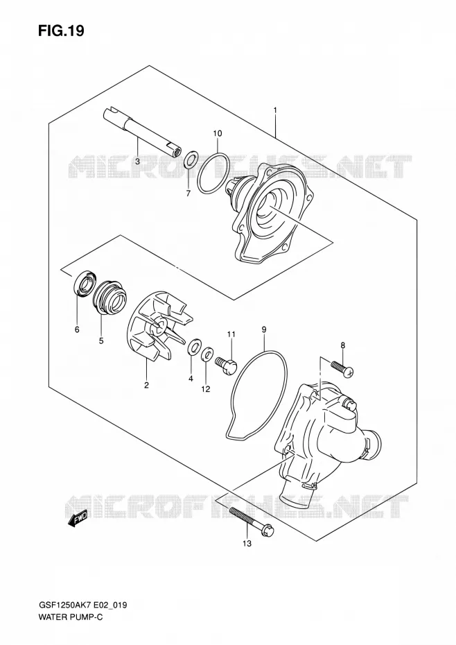 WATERPOMP Suzuki MOTO 1250 BANDIT 2008  GSF1250SA K8 (E02,E19,E24,E37)