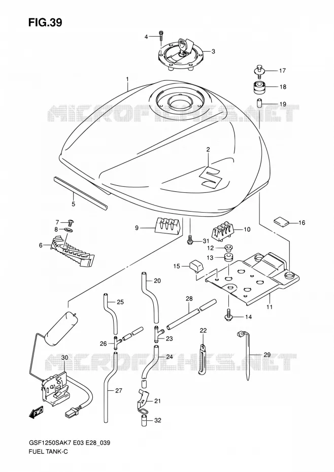 BENZINETANK (MODEL K7/K8) Suzuki MOTO 1250 BANDIT 2008  GSF1250SA K8 (E03,E28,E33)