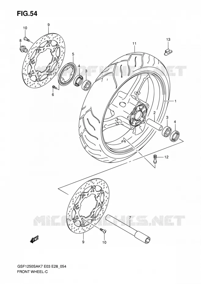 VOORWIEL (GSF1250SAK7/SAK8/SAK9) Suzuki MOTO 1250 BANDIT 2009  GSF1250SA K9 (E03,E28,E33)