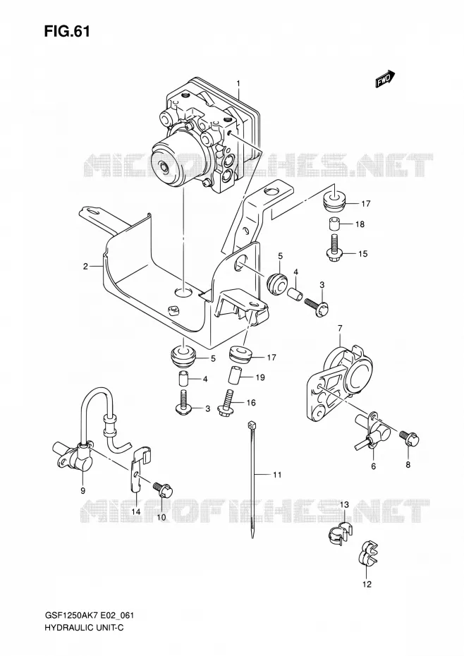ABS (GSF1250AK7/SAK7/AK8/SAK8/AK9/SAK9/SAZK9/SL0/SAL0) Suzuki MOTO 1250 BANDIT 2010  GSF1250SA L0 (E02,E19,E24,E37)