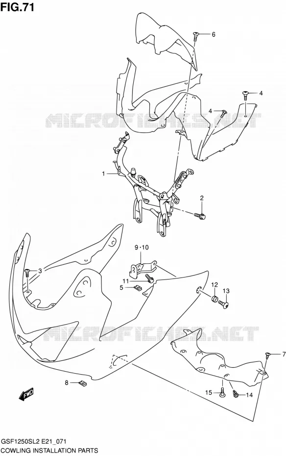 FAIRING INSTALLATIEDELEN Suzuki MOTO 1250 BANDIT 2012  GSF1250SAL2(E21)