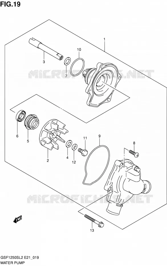 WATERPOMP Suzuki MOTO 1250 BANDIT 2012  GSF1250SAL2(E21)