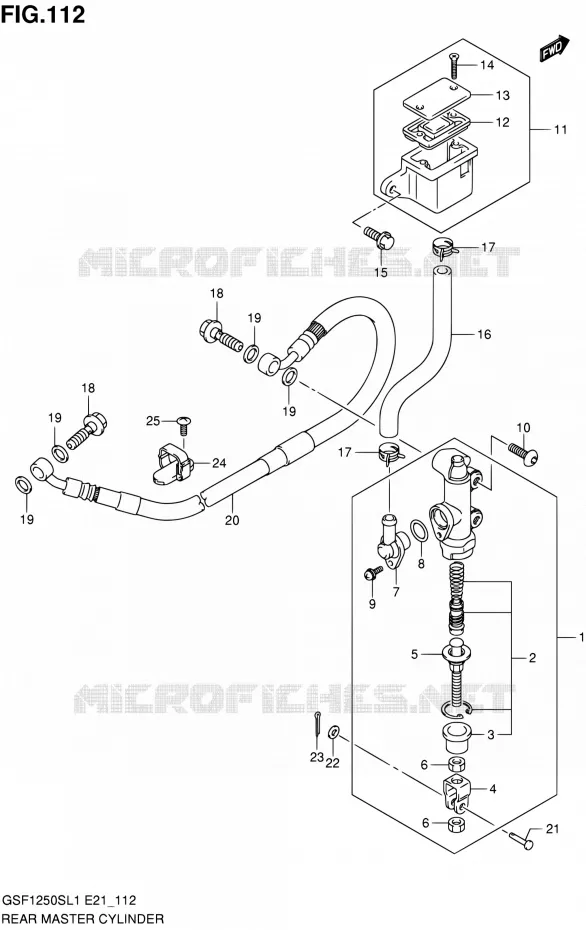 ACHTER HOOFDREMCILINDER (GSF1250SL1 E21) Suzuki MOTO 1250 BANDIT 2011  GSF1250SAL1(E24)