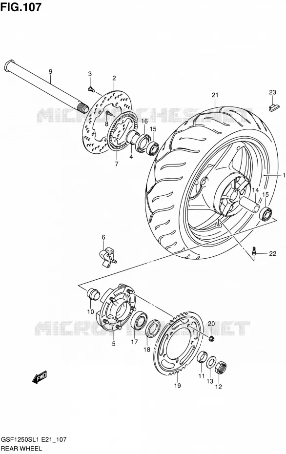 ACHTERWIEL (GSF1250SAL1 E24) Suzuki MOTO 1250 BANDIT 2011  GSF1250SAL1(E24)