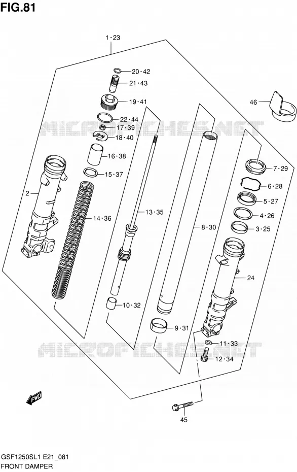 FRONT SCHOKDEMPER (GSF1250SAL1 E24) Suzuki MOTO 1250 BANDIT 2011  GSF1250SAL1(E24)